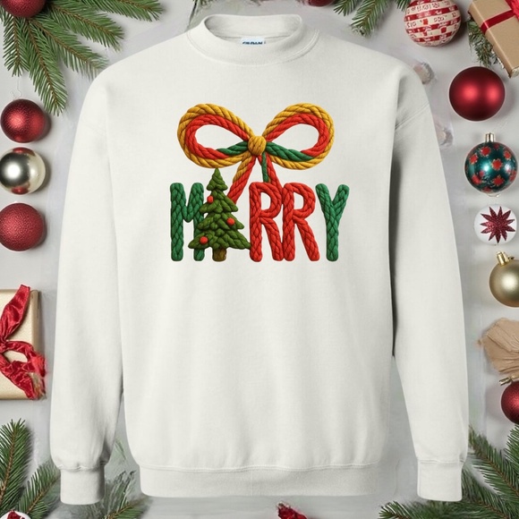 Merry Christmas Tree Rope Sweatshirt White S M L XL XXL Soft realistic 3D New - Picture 5 of 12